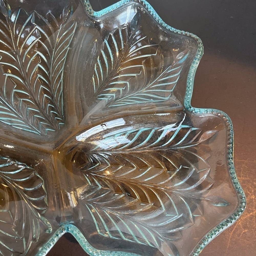 Vintage Jeanette Blue Glass Divided Dish - 1950s - Picture 4 of 10